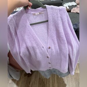 ESQUALO Lavender Button-Up Cardigan